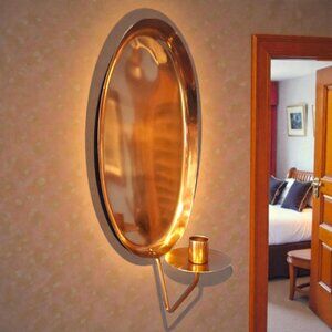 Smith & Hawken Copper Wall Sconce Taper Candle Holder w/ Reflector NOS